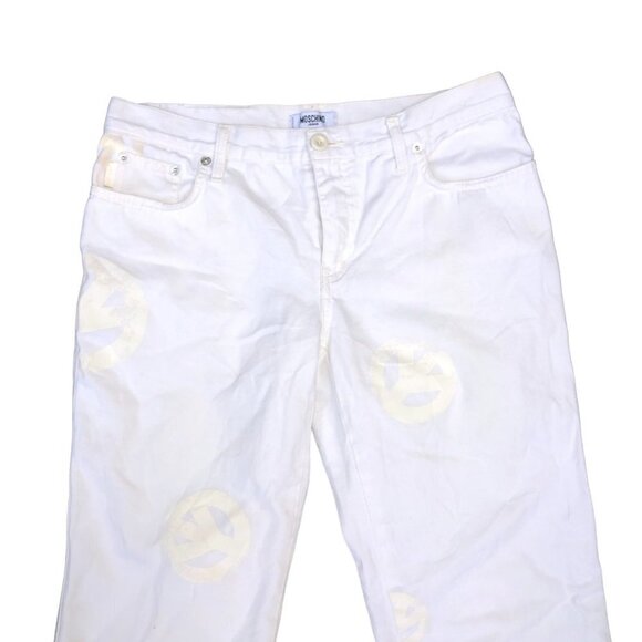 Vintage Moschino Reflective Peace Jeans Size 30 White - Picture 1 of 10